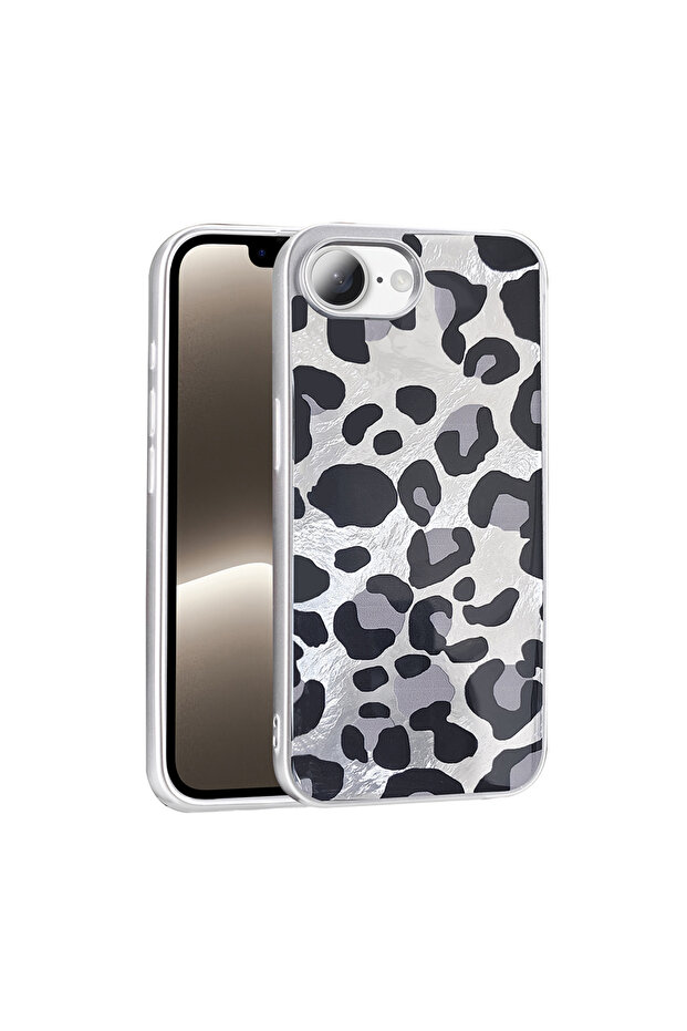 iPhone 16E Case Patterned Mep Cover - Gray Leopard - 1