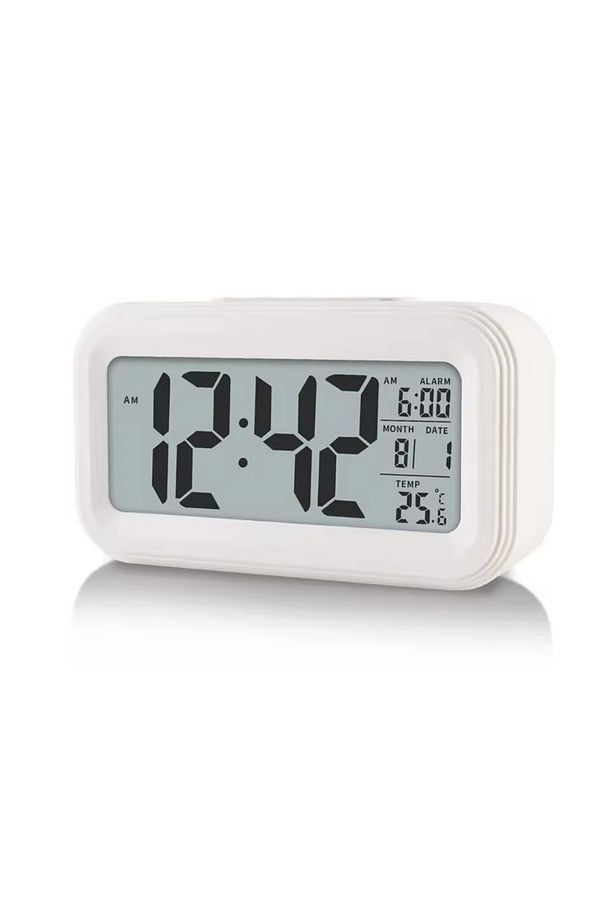Dijital Masaüstü Çalar Saat Alarm Beyaz, Takvim, Sıcaklık Göstergesi Ve Led Ekran - 1