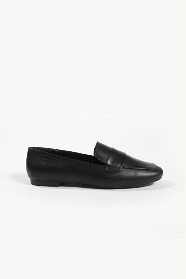 Zaga black genuine leather women's ballet flats