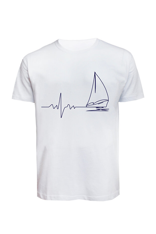 Unisex Heartbeat Nautical Printed T-Shirt Cotton Combed Single Jersey Basic
