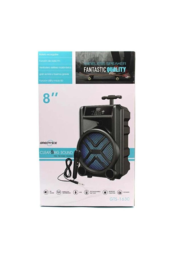 Bluetooth Speaker GTS-1630 with Built-in Wired Microphone - 4