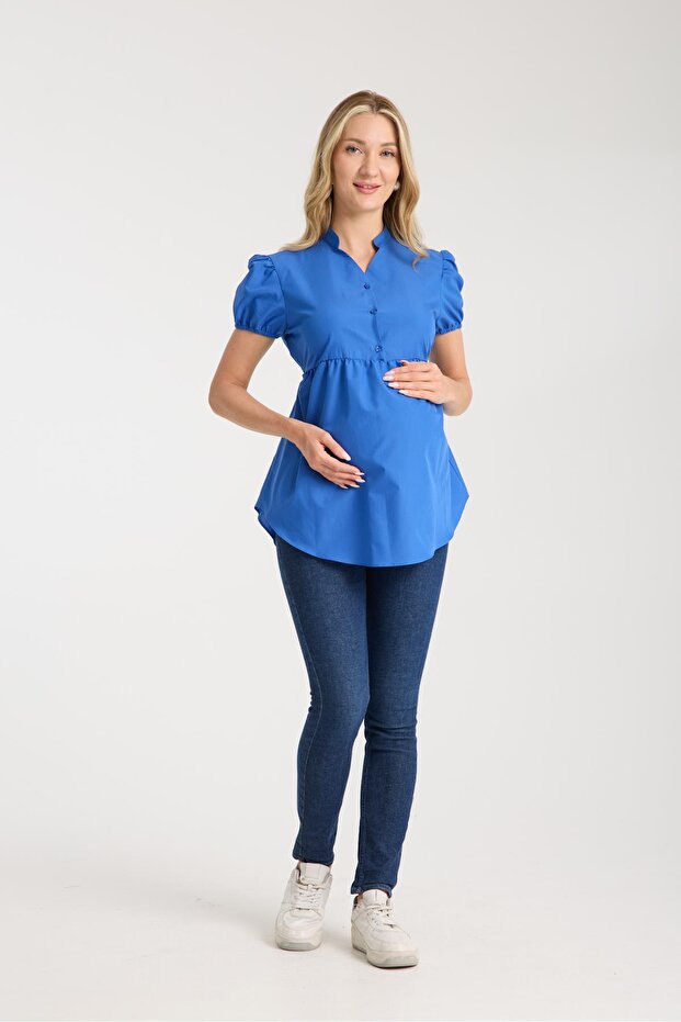 Işşil B032-Watermelon Sleeve Breastfeeding Cotton Shirt