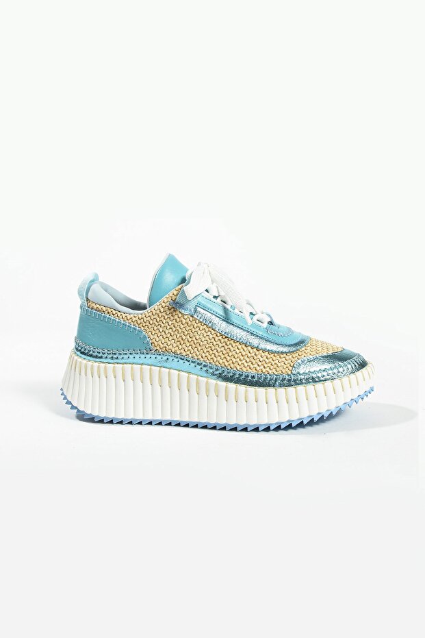 Afrid blue woven leather women's sneakers