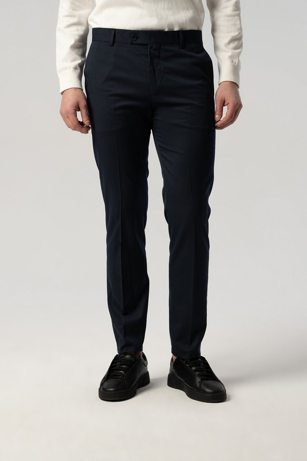 Italian Cut Navy Blue Fabric Trousers 173-57