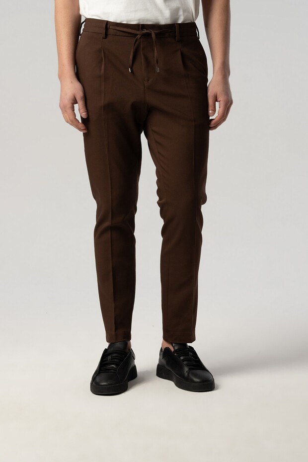 Elastic Waist Jogger Brown Trousers 2360-30