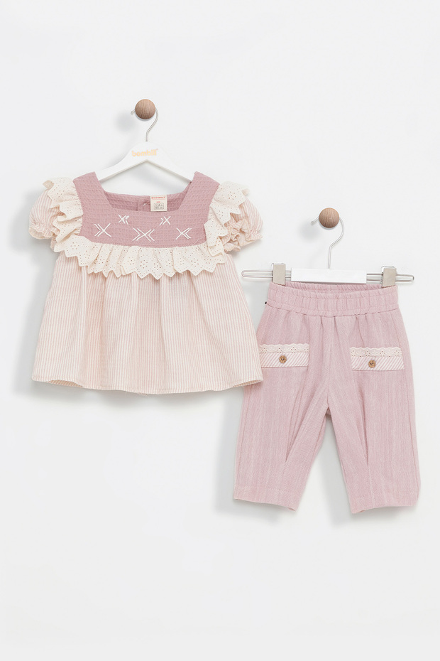 Lacy, Frilly, Embroidered, Elastic Waist, Eid Special Day 2-Piece Baby Girl Set