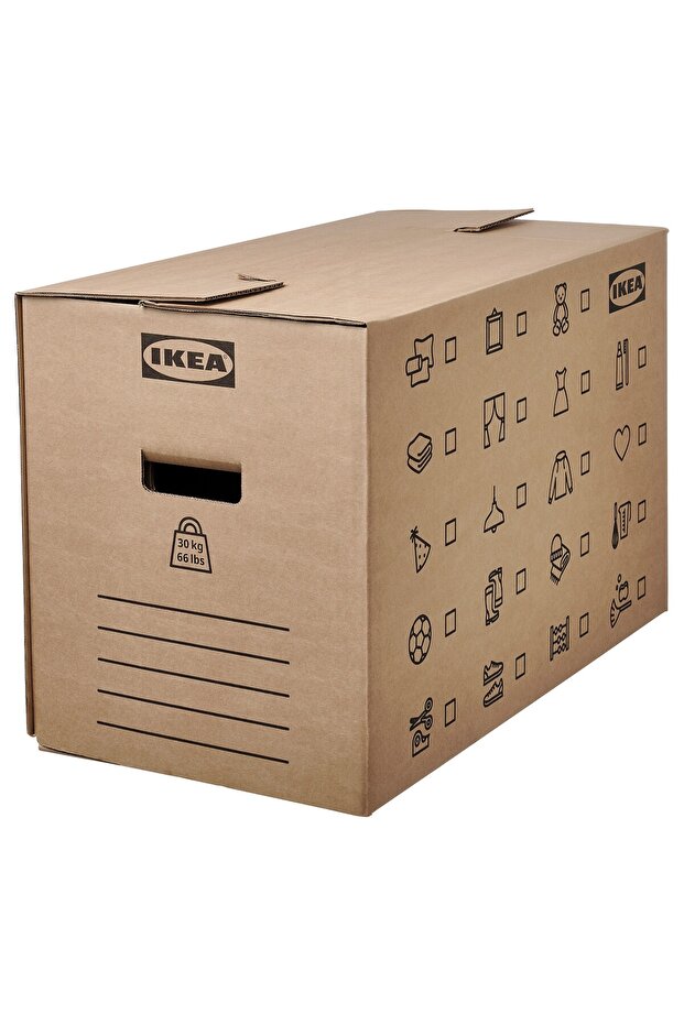 DUNDERGUBBE Moving box, brown, 64 x 34 x 40 cm/80 l