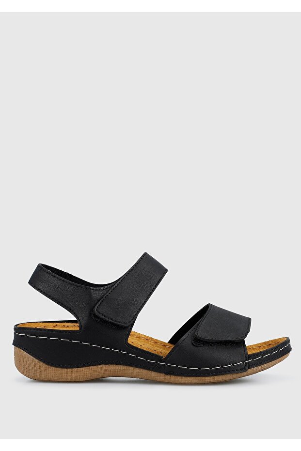 Siyah Kadın Düz Sandalet - 1