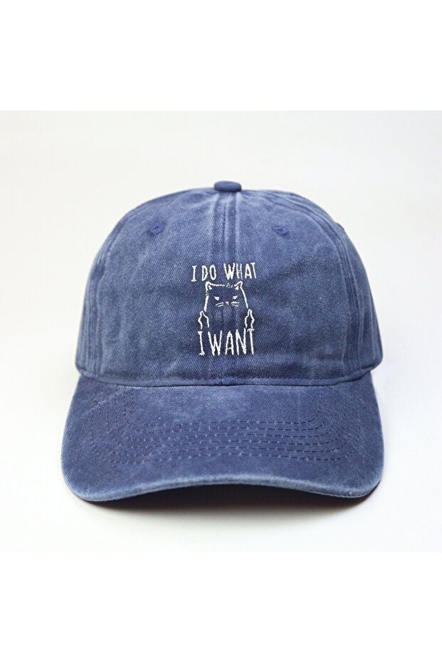 Kedi temalı '' i do what i want '' Yıkamalı Şapka - 1