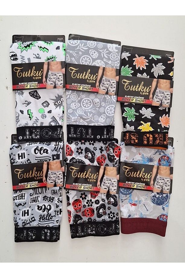 TUTKU 5'li Erkek Desenli Likralı Pamuklu Boxer - 6