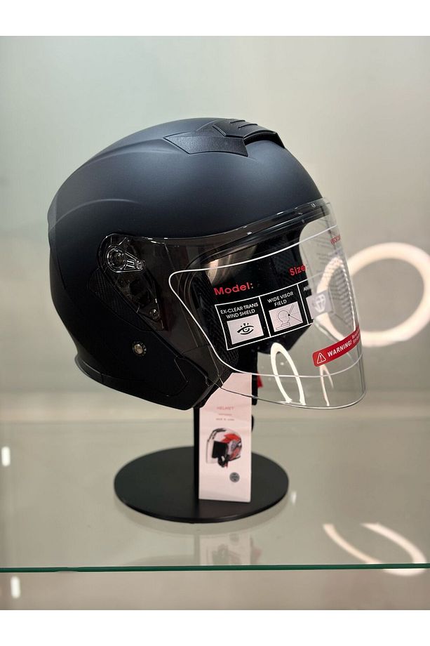 Jk-526 Güneş Gözlüklü Yarım Kask Matt Black - 1