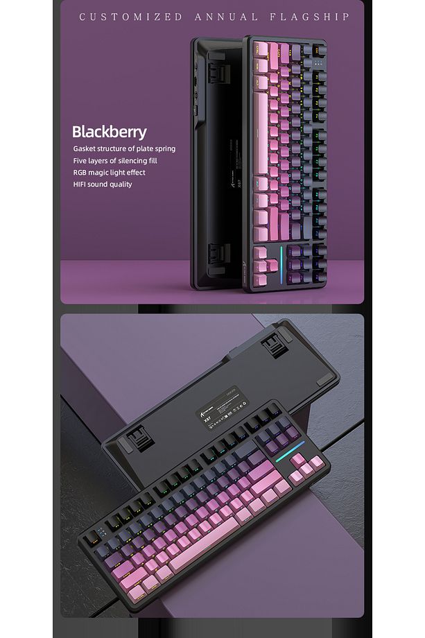 Attack Shark X87 Tri-mode Gasket Mekanik Klavye - 8000Hz Polling Rate, RGB Aydınlatma ve Gasket - 3