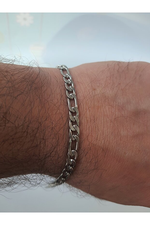 Stainless Steel Knitted Men's Chain Bracelet Silver Color