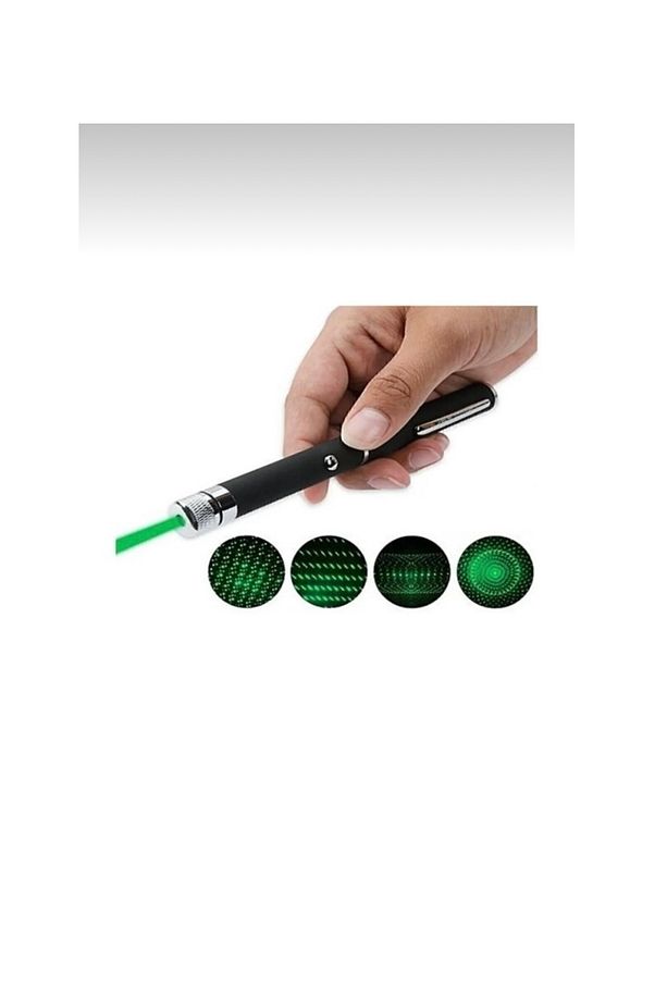 8 Başlıklı Pilli Güçlü Yeşil Poınter Lazer İşaretçi Kalem Lazer - 3
