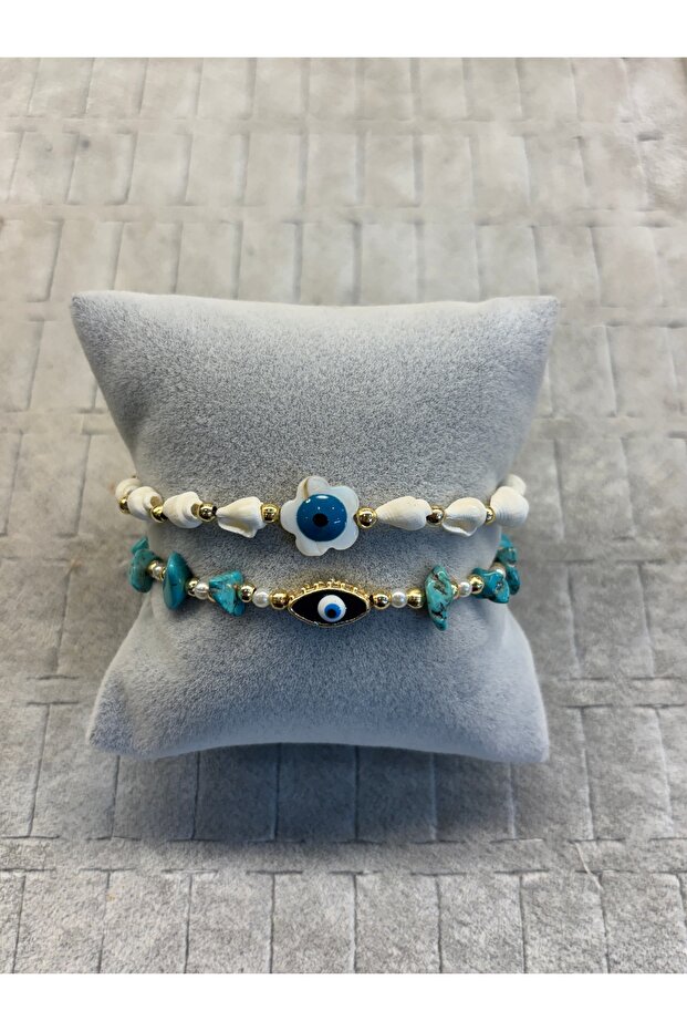 Fashion Design Natural Stone Evil Eye Beaded Sea Shell Bracelet