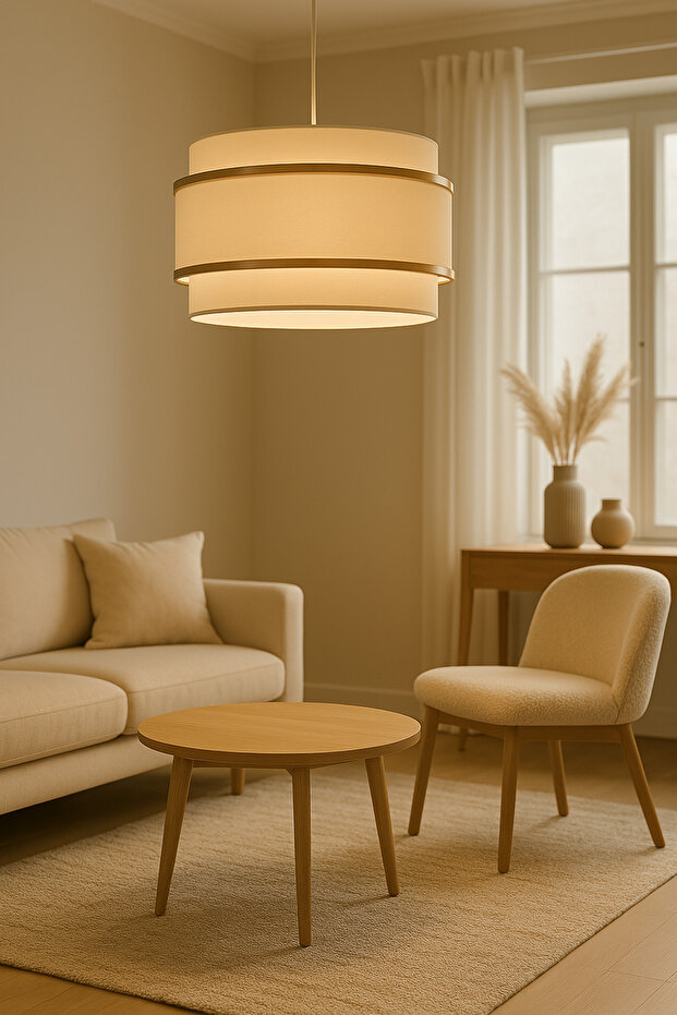 Krem Kumaş Dopia Avize - 1