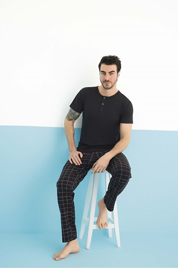 Aydogan Men's Modal Short Sleeve Pajama Set