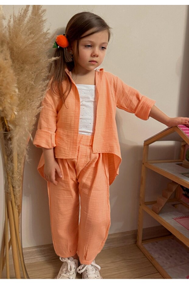 Rope Strap Stone Muslin Girl's Set