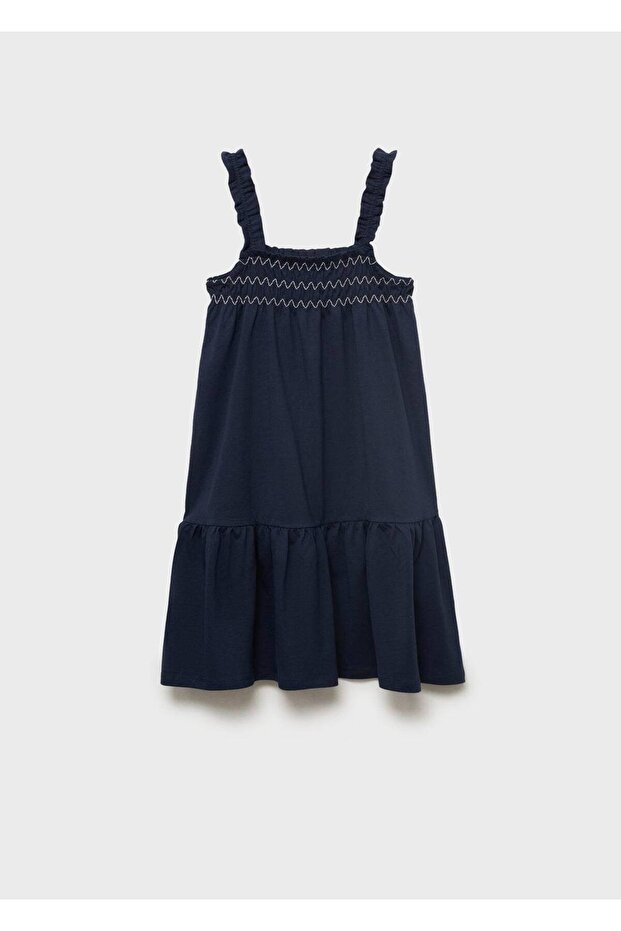 İşlemeli volanlı elbise - 2