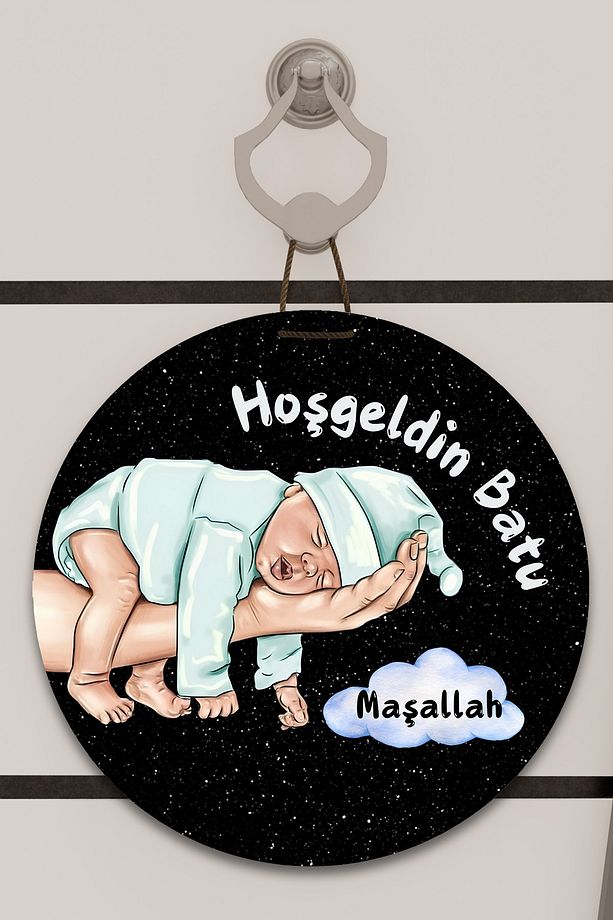 Dijital Baskı Desenli Ahşap Çocuk Odası, Bebek Odası, Kapı süsü, Duvar Süsü - 1