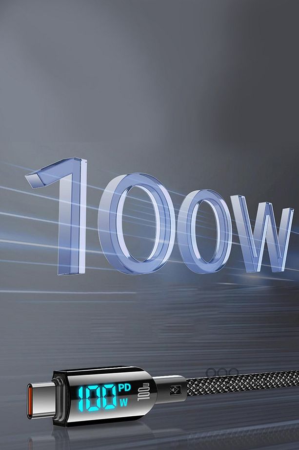 100 Watt Type-c To Type-c Dijital Ekran Sarj Kablosu 100W Şarj Kablosu 1.2m - 4