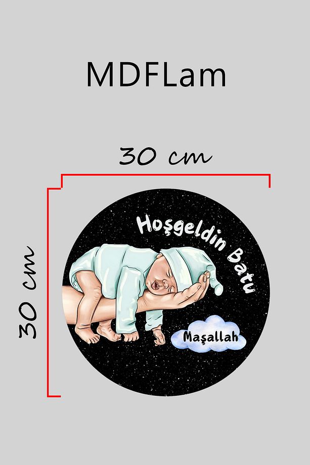 Dijital Baskı Desenli Ahşap Çocuk Odası, Bebek Odası, Kapı süsü, Duvar Süsü - 3
