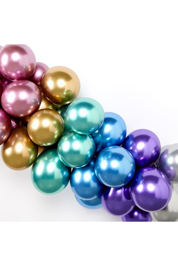 Set of 25 Colorful Chains Chrome Balloons Chrome Balloon Chain
