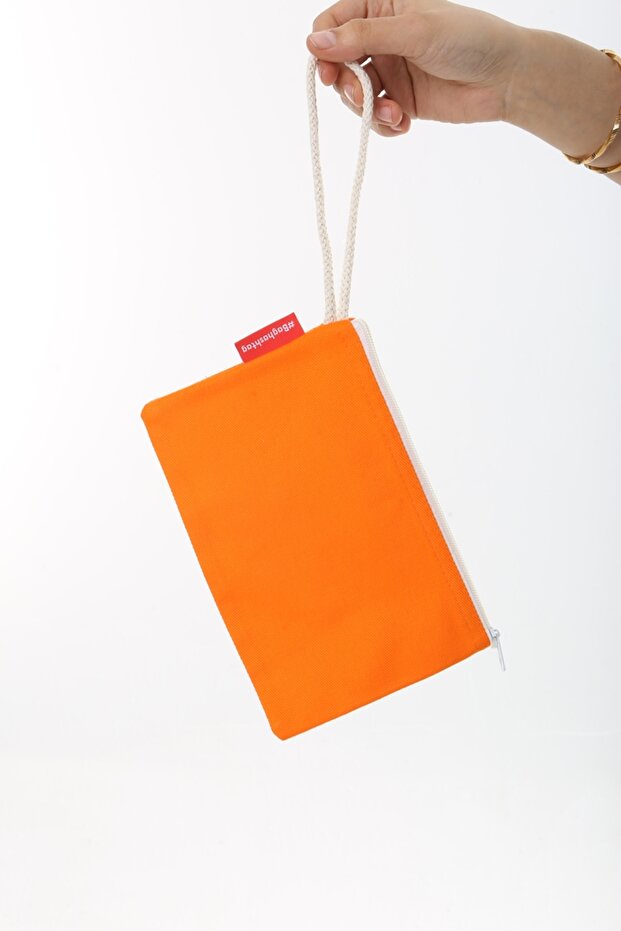 Turuncu Clutch Bez Çanta - 4