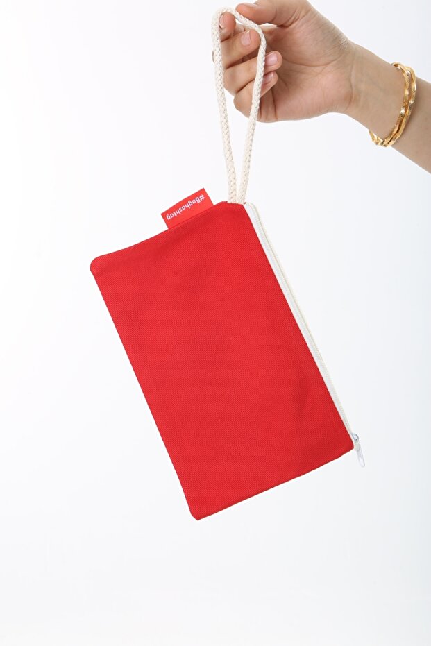 Kırmızı Clutch Bez Çanta - 3