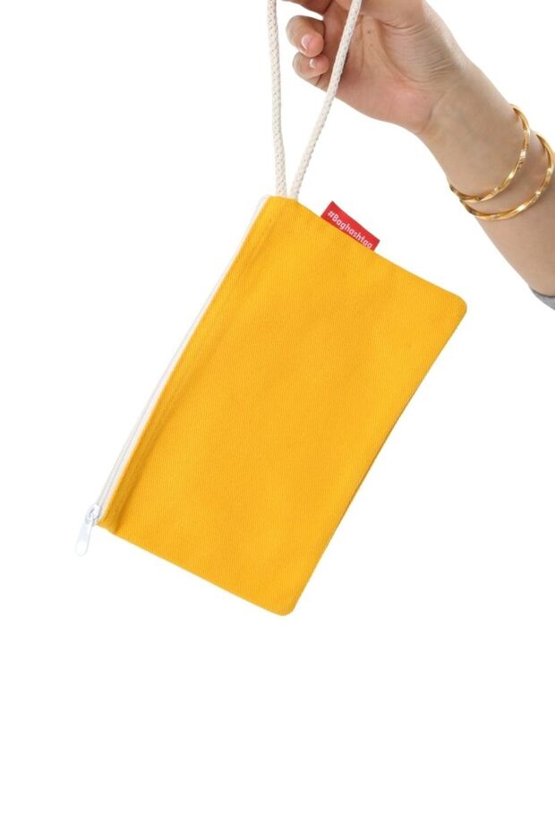 Sarı Clutch Bez Çanta - 6