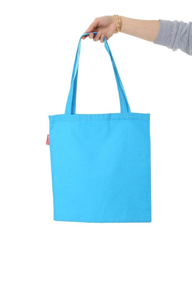 Baskısız Turkuaz Bez Çanta - 4