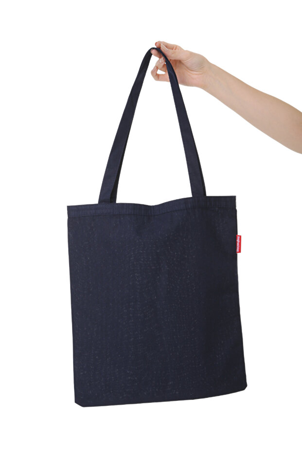 Baskısız Lacivert Bez Çanta - 5