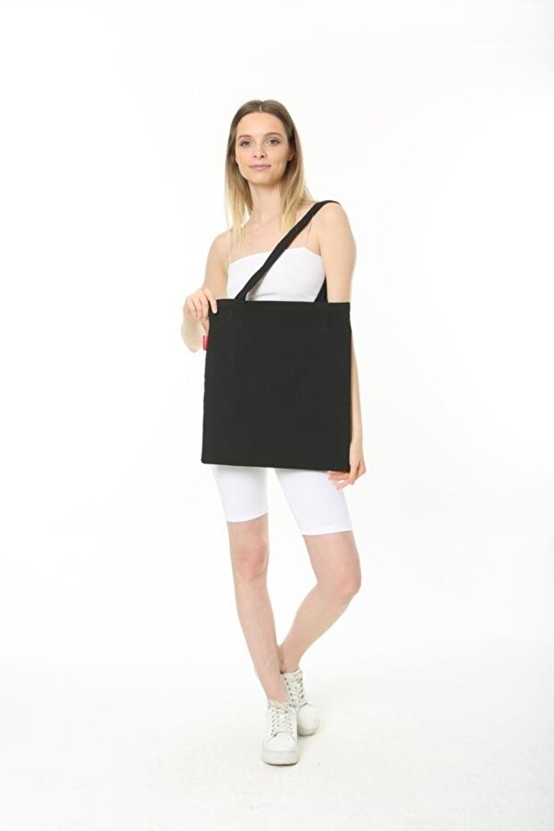 Baskısız Siyah Bez Çanta - 4