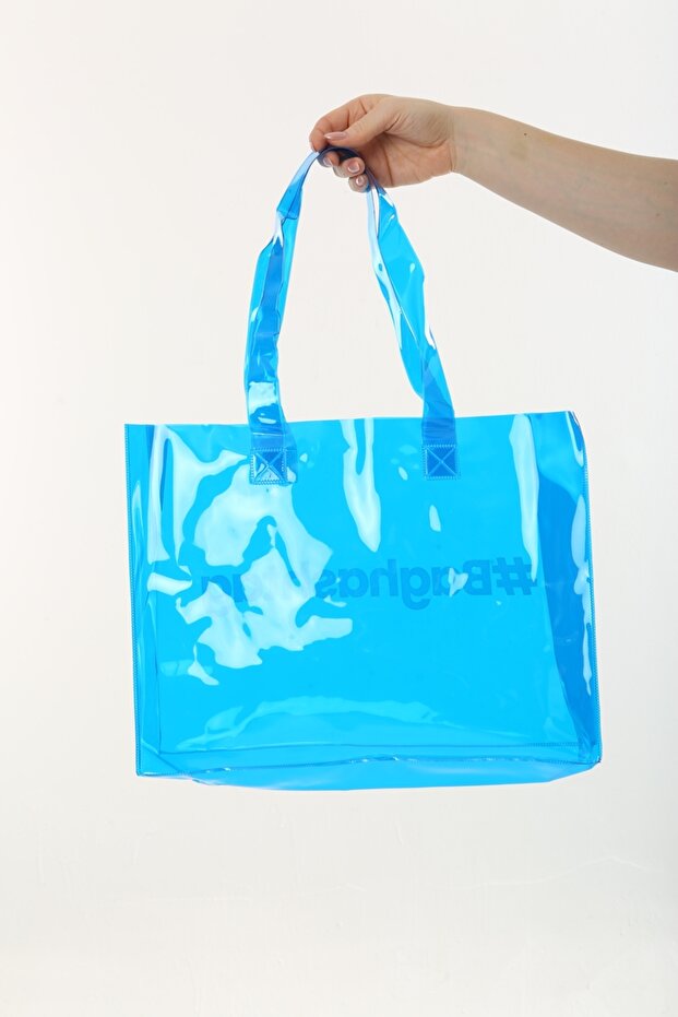 Mavi Şeffaf Plaj Çantası - 8