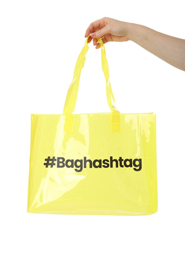 Sarı Şeffaf Plaj Çantası - 7