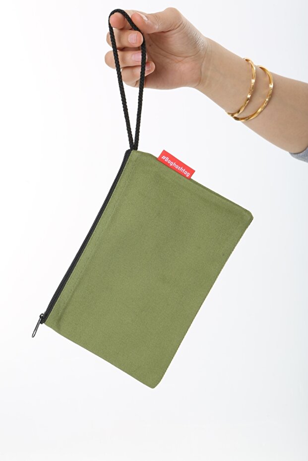 Yeşil Clutch Bez Çanta - 3