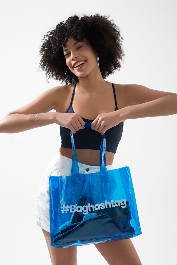 Mavi Şeffaf Plaj Çantası - 2