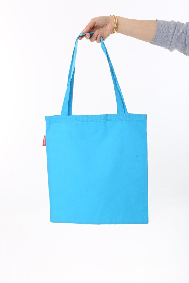 Baskısız Turkuaz Bez Çanta - 3
