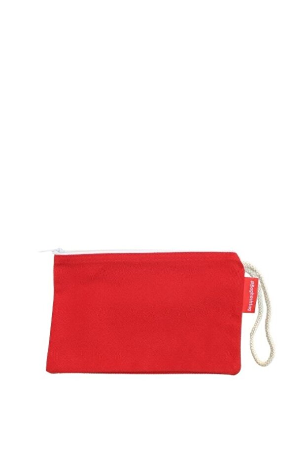 Kırmızı Clutch Bez Çanta - 7