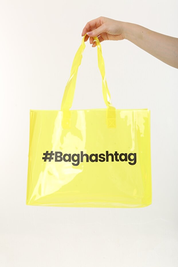 Sarı Şeffaf Plaj Çantası - 8