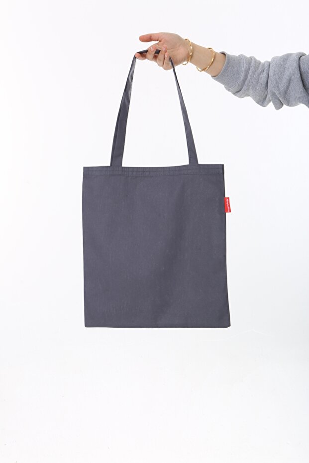Baskısız Gri Bez Çanta - 3