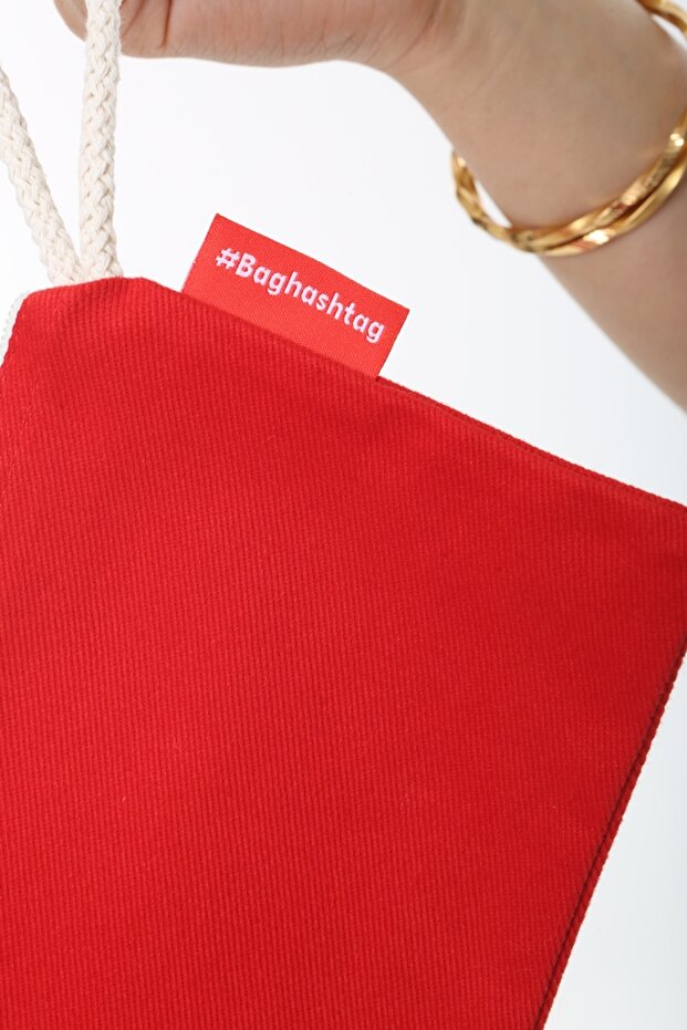 Kırmızı Clutch Bez Çanta - 4