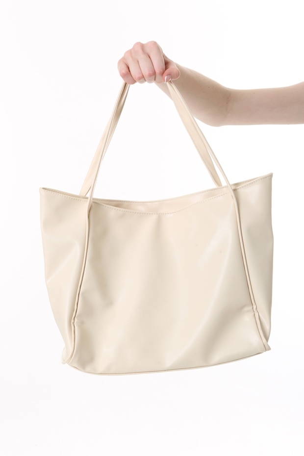 Krem Soft Deri Fermuarlı Çanta - 5