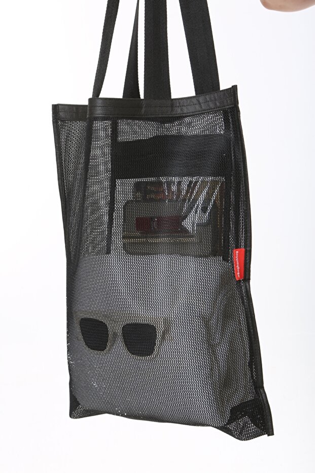 Siyah Cepli File Plaj Çantası - 9