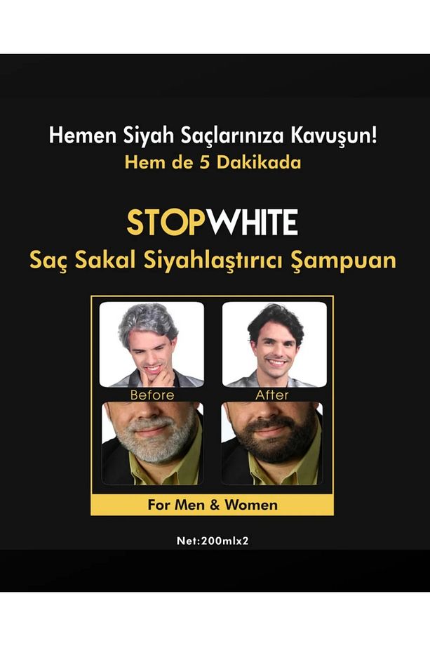 Stopwhite Saç Sakal Siyahlaştırıcı Şampuan Seti 400 ml - 3