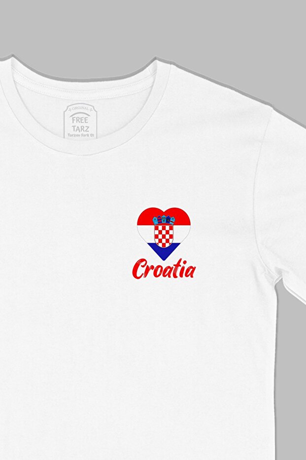 Croatia Printed Pocket Design White T-Shirt