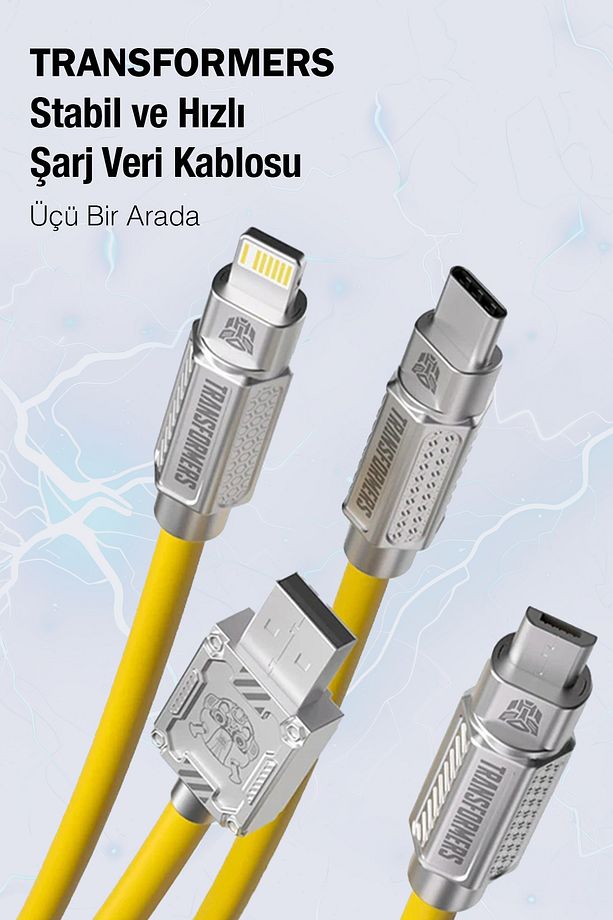 TF-A03 3'ü 1 Arada Hızlı Şarj Data Kablo - 2