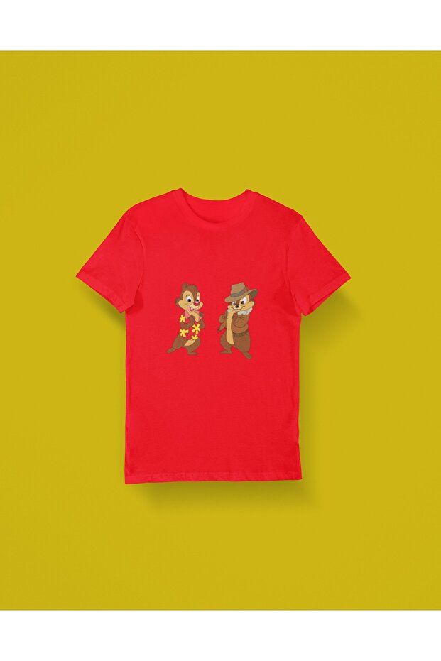 Children/Men/Women Squirrels Transfer Printed Round Neck Short Sleeve Tee
