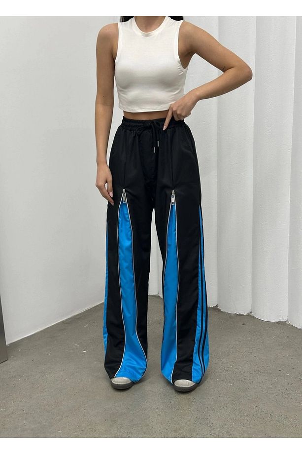 Zipper Detail Unisex Oversize Eşofman Altı - 7