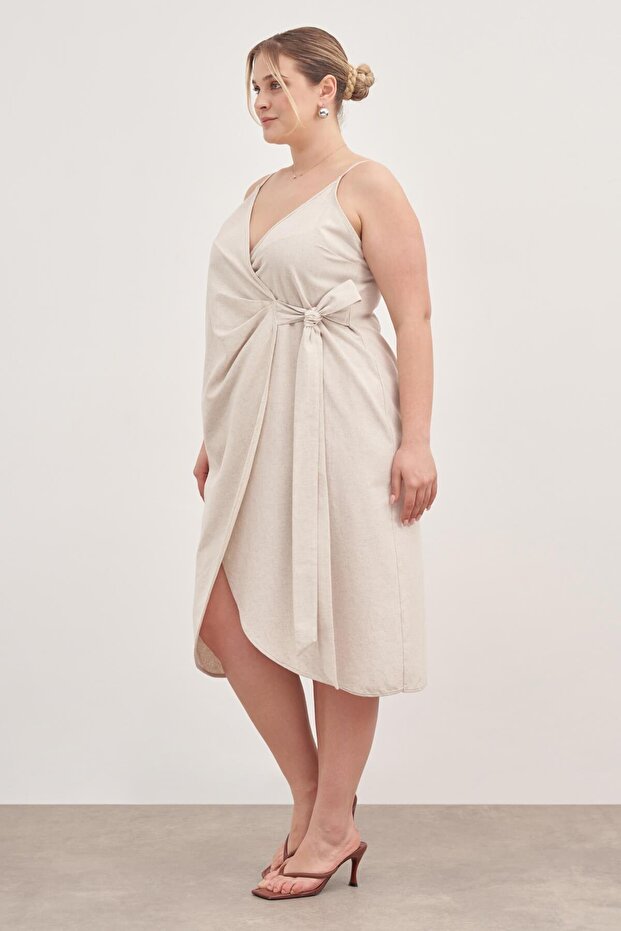 Keten Anvelop Elbise - 6